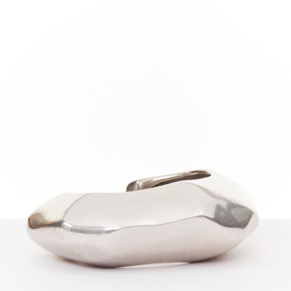 Saint Laurent silver tone sculptural geometric cuff